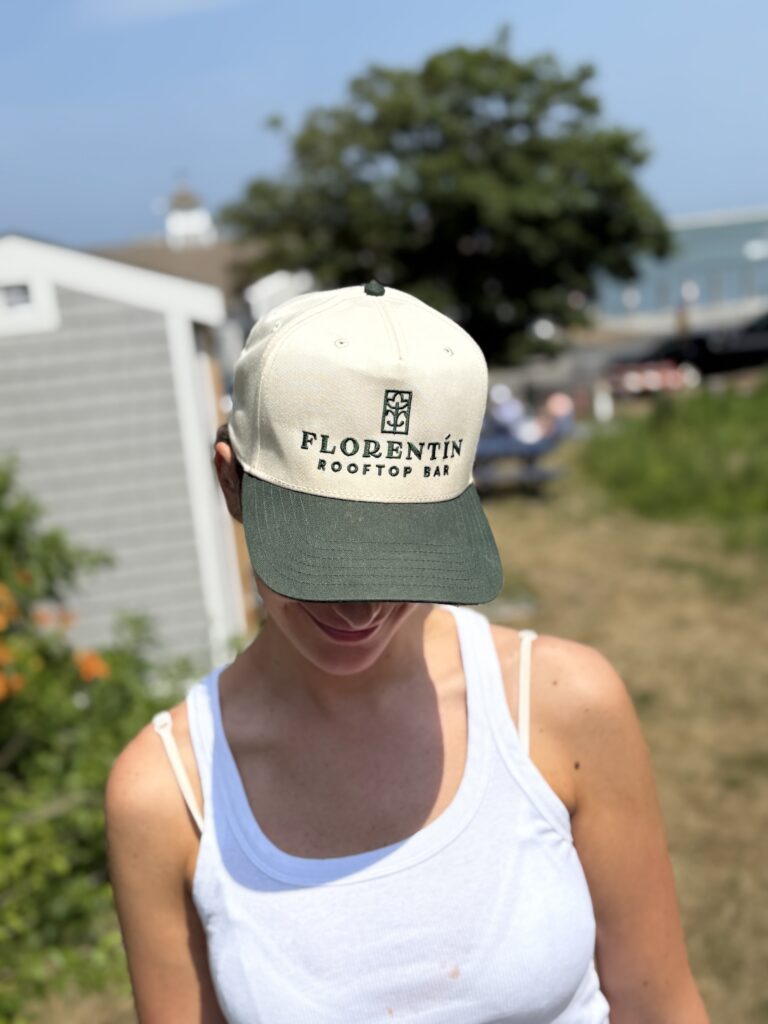 Close view of the embroidered Florentín cap